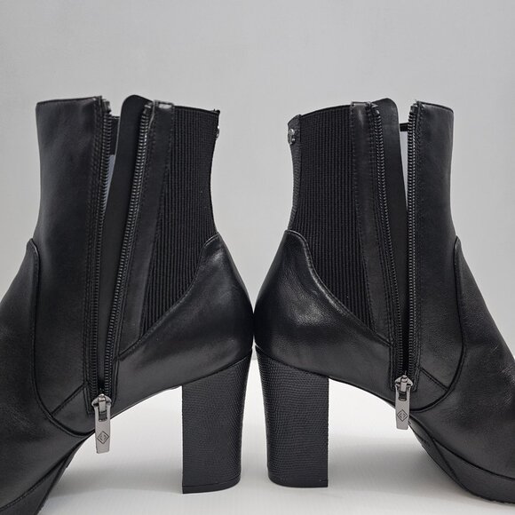 NEW Donald Pliner Labell Ankle Boot Womens 10 Black Leather Platform Heeled - Picture 4 of 15
